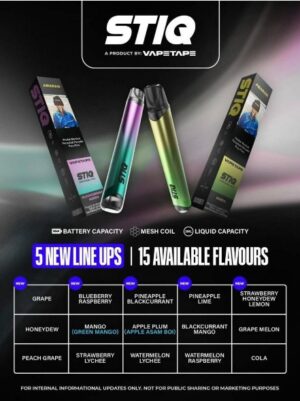 Vapetape STIQ Disposable Pod – 3ml, 3% Nicotine, Mesh Coil, 500mAh Battery