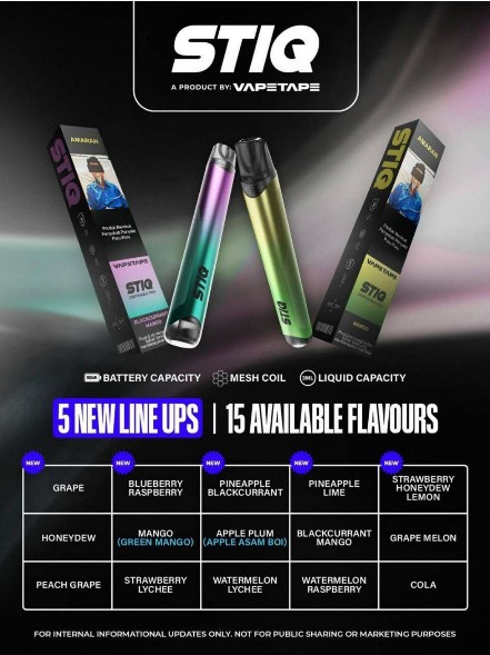 Vapetape STIQ Disposable Pod – 3ml, 3% Nicotine, Mesh Coil, 500mAh Battery