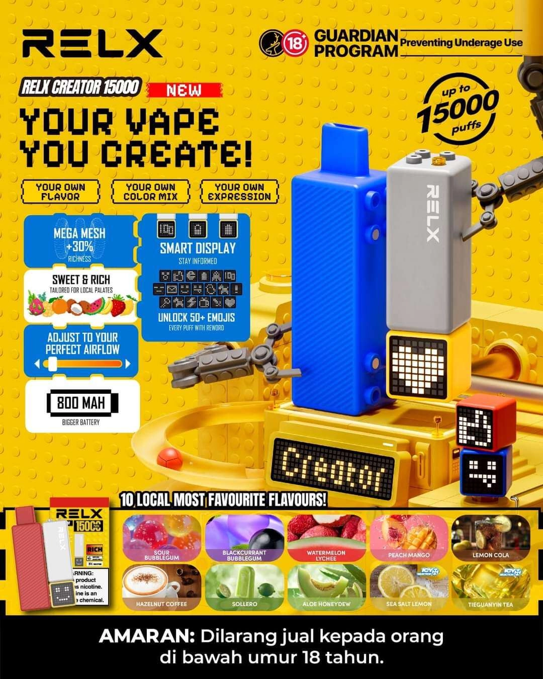 Relx Creator 22K PUFF DISPO KIT – Flavor Only & Battery - Image 2