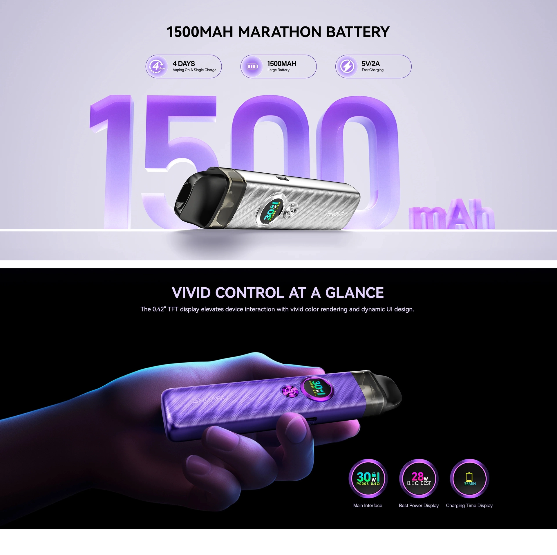 Nevoks Feelin 3 Kit (SPL Coil Version) – 1500mAh, 5–30W, Type-C Fast Charging - Image 5