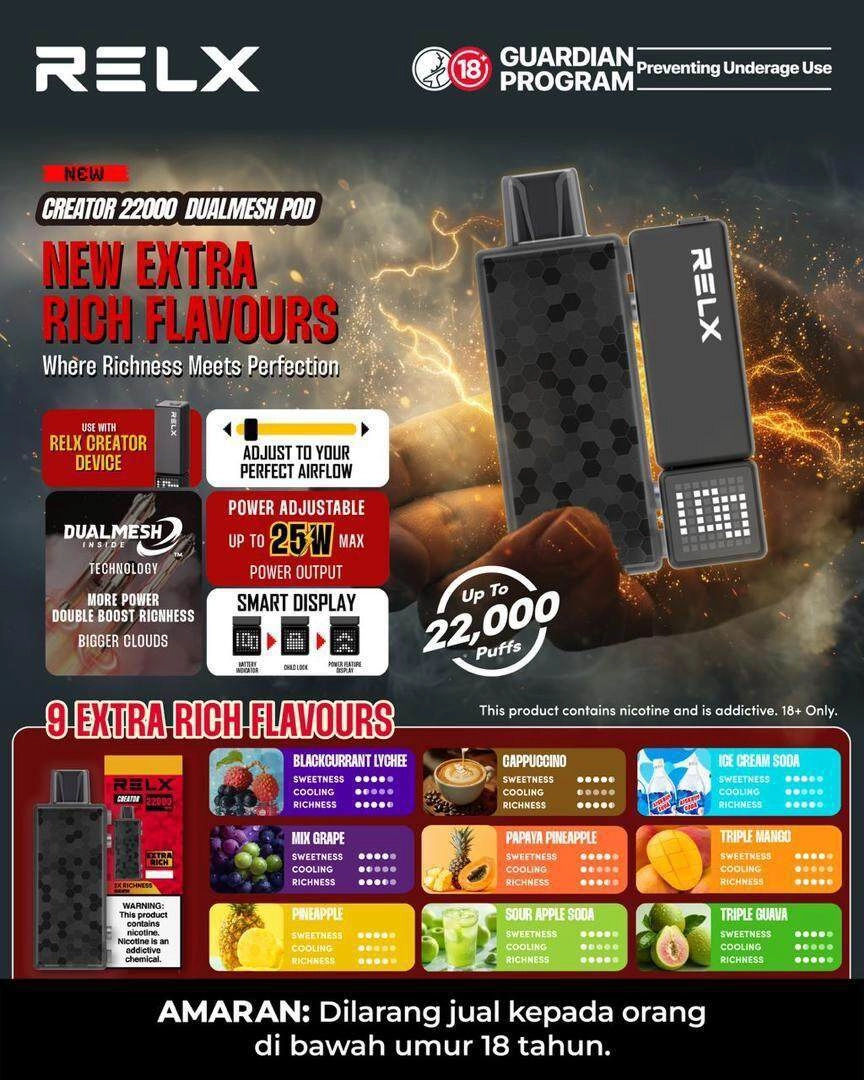 Relx Creator 22K PUFF DISPO KIT – Flavor Only & Battery